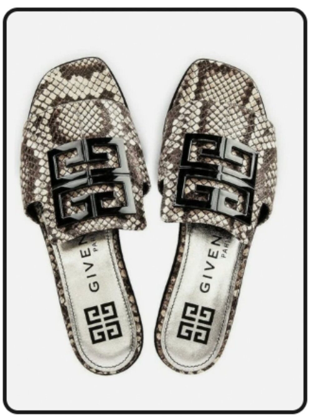 NWOT Givenchy Snake Print Logo Slides